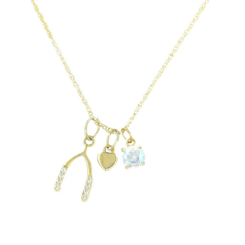 Brilliance Fine Jewelry 14KT over Sterling Wishbone Cluster Necklace